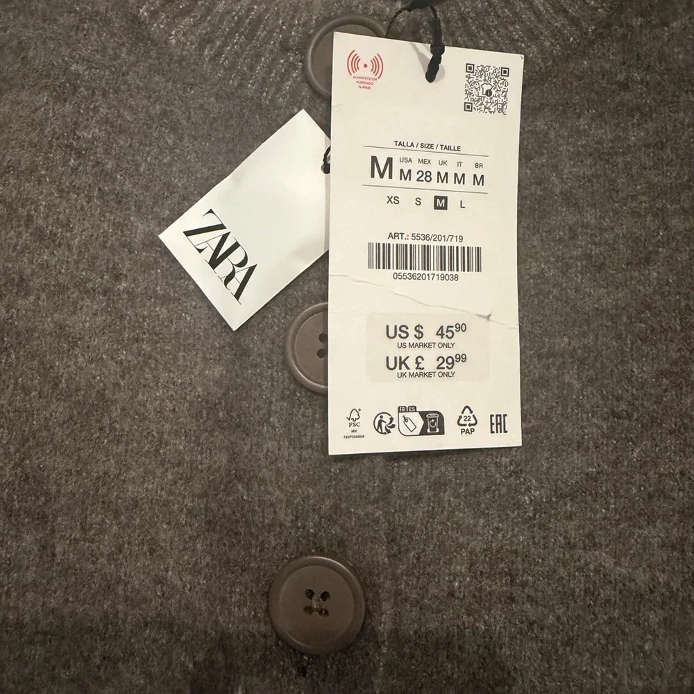 Zara Women's Cardigan / Metal Taupe Brown - Picture 3 of 5